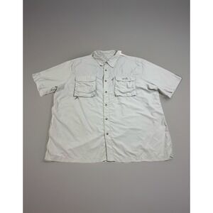 Natural Gear Fishing Shirt Mens 2XL Pale Gray Vented Chest‎ Pockets Button Down
